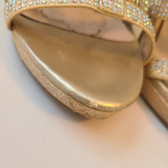 Cathy Jean Champagne Rhinestone Heels - Picture 3 of 7